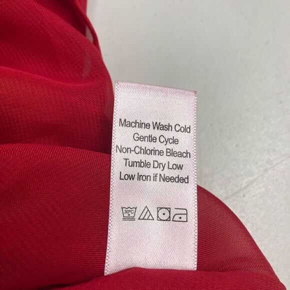 COLDWATER CREEK Women’s Red Top Size Large Embroidered Beaded Ruched Sleeveless - Picture 7 of 12